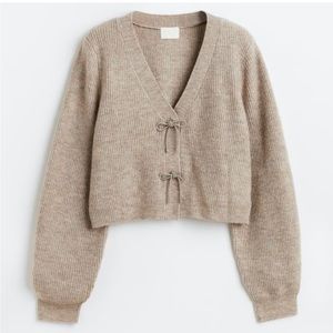 New H&M rhinestone bow cropped cardigan